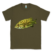 Army Green Smallmouth Bass Fish Illustrations Classic Tee - LillyAllenDesigns