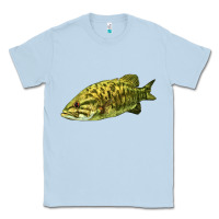 Dusty Blue Smallmouth Bass Fish Illustrations Classic Tee - LillyAllenDesigns