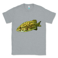 Heather Grey Smallmouth Bass Fish Illustrations Classic Tee - LillyAllenDesigns