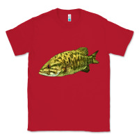 Red Smallmouth Bass Fish Illustrations Classic Tee - LillyAllenDesigns