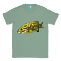 Sage Smallmouth Bass Fish Illustrations Classic Tee - LillyAllenDesigns