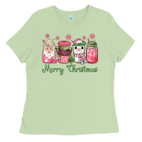 Matcha pink  merry christmas coffee Ladies Tee - JahusDesignShop