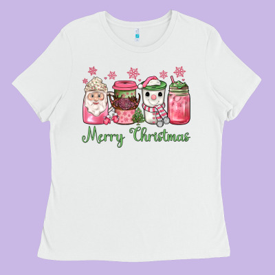 Pink  Merry Christmas Coffee Ladies Tee Designed By Jahusdesignshop