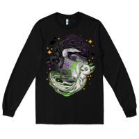 Black Magical cats ghost with moon Halloween Long Sleeve Tee - NancyCooperArtShop