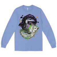 Colony Blue Magical cats ghost with moon Halloween Long Sleeve Tee - NancyCooperArtShop