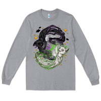 Heather Grey Magical cats ghost with moon Halloween Long Sleeve Tee - NancyCooperArtShop