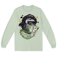Matcha Magical cats ghost with moon Halloween Long Sleeve Tee - NancyCooperArtShop