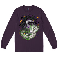 Plum Magical cats ghost with moon Halloween Long Sleeve Tee - NancyCooperArtShop