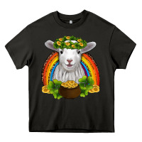 Asphalt st patricks day baby sheep shamrocks gold rainbow Heavy Core Tee - RanaPortraitStore