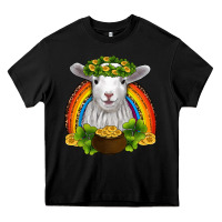 Black st patricks day baby sheep shamrocks gold rainbow Heavy Core Tee - RanaPortraitStore