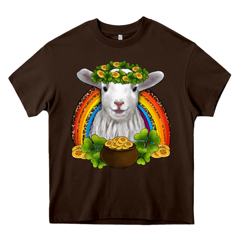 St Patricks Day Baby Sheep Shamrocks Gold Rainbow Heavy Core Tee by RanaPortraitStore | Teevron