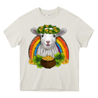 Cream st patricks day baby sheep shamrocks gold rainbow Heavy Core Tee - RanaPortraitStore
