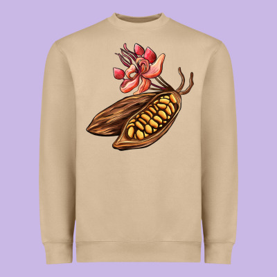 Cacao Beans And Flowers Heavyweight Sweatshirt Designed By Adodesignshop