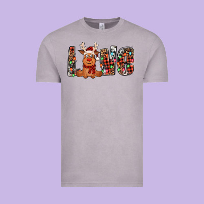 Love Christmas Reindeer Vintage Tee Designed By Jasminsmagicworld