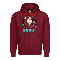 Burgundy dashing through the snow Zipper Hoodie - MaliasSmallBusiness