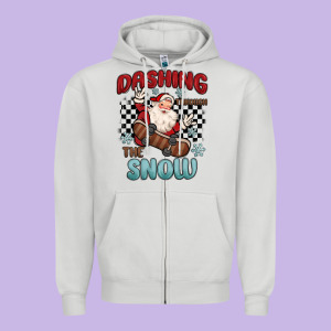 Dashing Through The Snow Zipper Hoodie Designed By Maliassmallbusiness