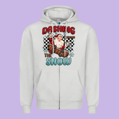 Dashing Through The Snow Zipper Hoodie Designed By Maliassmallbusiness