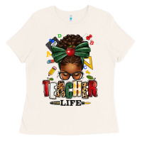 Bone teacher life afro messy bun Ladies Tee - texasbilliewilder