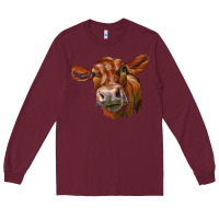 Burgundy red angus face Long Sleeve Tee - LillyAllenDesigns