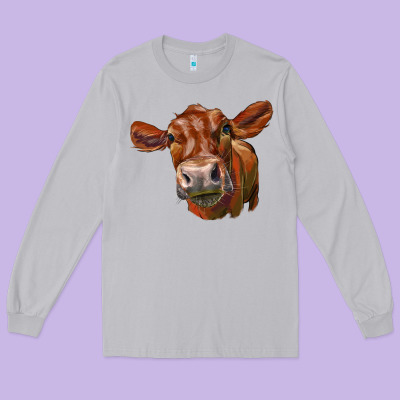 Red Angus Face Long Sleeve Tee Designed By Lillyallendesigns