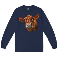 Navy red angus face Long Sleeve Tee - LillyAllenDesigns