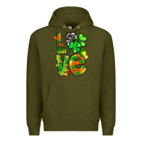 Army Green st.patrick love with clover Premium Hoodie - NancyCooperArtShop
