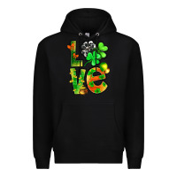 Black st.patrick love with clover Premium Hoodie - NancyCooperArtShop