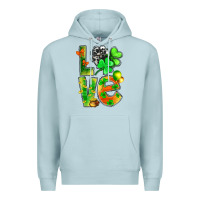 Blue Mist st.patrick love with clover Premium Hoodie - NancyCooperArtShop