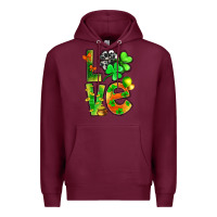 Burgundy st.patrick love with clover Premium Hoodie - NancyCooperArtShop
