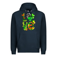 Navy st.patrick love with clover Premium Hoodie - NancyCooperArtShop