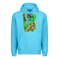 Ocean Blue st.patrick love with clover Premium Hoodie - NancyCooperArtShop