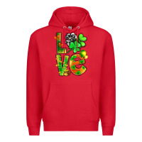 Red st.patrick love with clover Premium Hoodie - NancyCooperArtShop