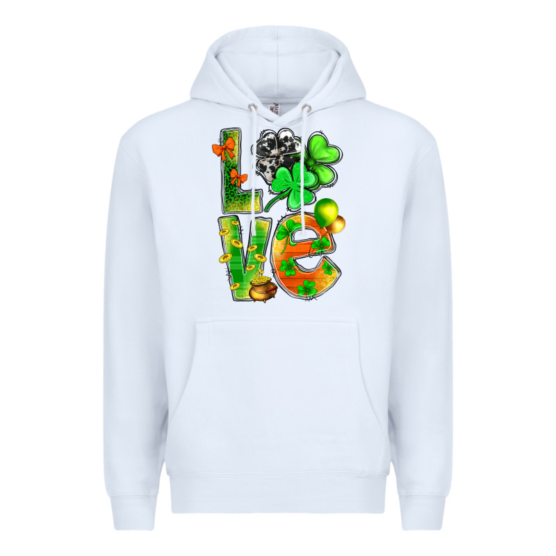 St.patrick Love With Clover Premium Hoodie by NancyCooperArtShop | Teevron