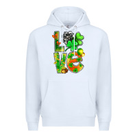 White st.patrick love with clover Premium Hoodie - NancyCooperArtShop