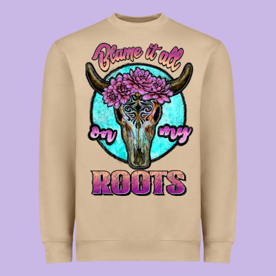 Blame It All On My Roots White Heavyweight Sweatshirt Designed By Jahusdesignshop