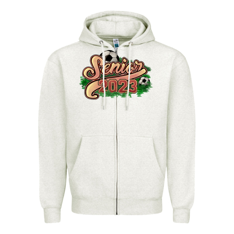 Senior 2023 Soccer Zipper Hoodie by NancyCooperArtShop | Teevron