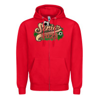 Red senior 2023 soccer Zipper Hoodie - NancyCooperArtShop
