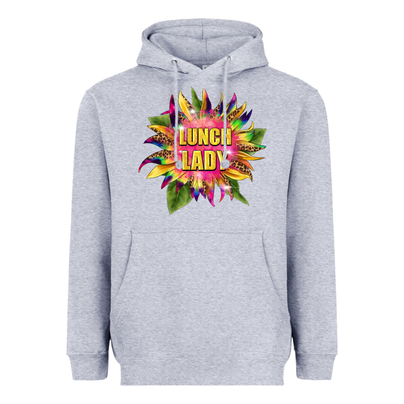 Lunch Lady Tie Dye Sunflower Heavyweight Hoodie by BarkalooDesign | Teevron
