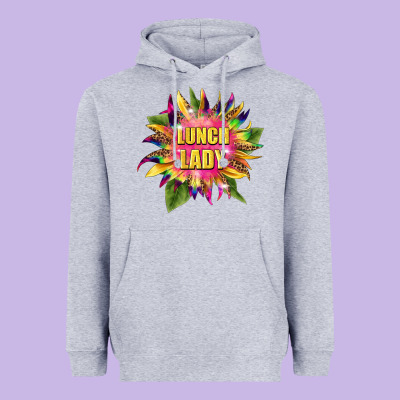 Lunch Lady Tie Dye Sunflower Heavyweight Hoodie Designed By Barkaloodesign