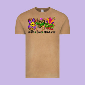 Peace Love  Mardi Gras Vintage Tee Designed By Adodesignshop