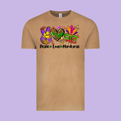 Peace Love  Mardi Gras Vintage Tee Designed By Adodesignshop