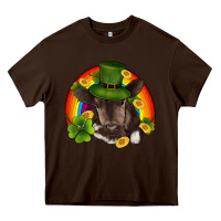 Chocolate Brown st patricks day baby cow shamrock rainbow gold Heavy Core Tee - RanaPortraitStore