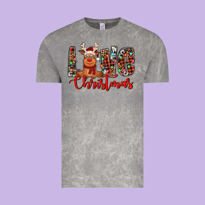 Love Christmas Reindeer Vintage Tee Designed By Jasminsmagicworld