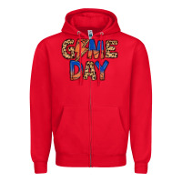 Red game day basketball Zipper Hoodie - MaliasSmallBusiness