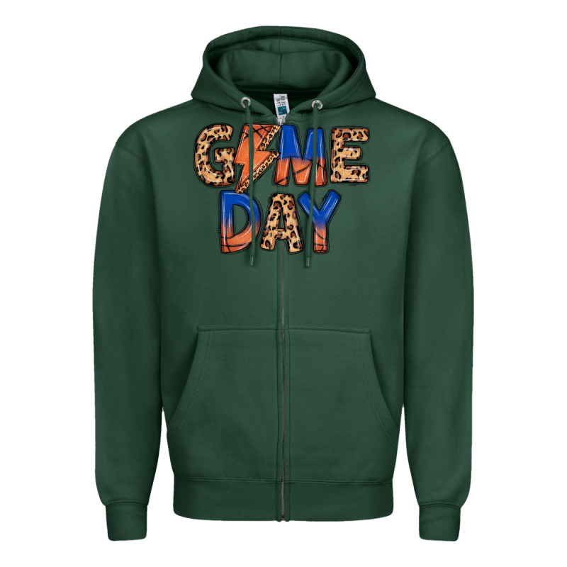 Game Day Basketball Zipper Hoodie by MaliasSmallBusiness | Teevron