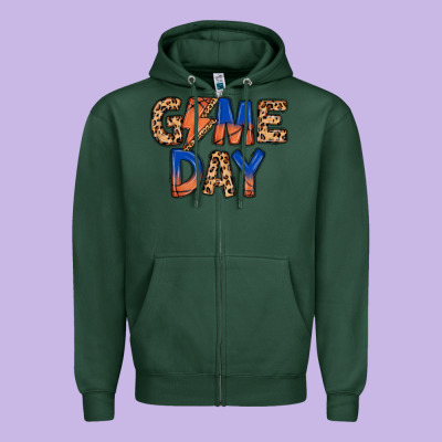 Game Day Basketball Zipper Hoodie Designed By Maliassmallbusiness