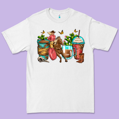 Cowgirl Coffee Cups Premium Tee Designed By Zillion Design Studio