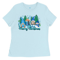 Baby Blue merry christmas snowman gnomes Ladies Tee - Zillion Design Studio