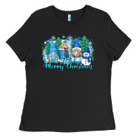 Black merry christmas snowman gnomes Ladies Tee - Zillion Design Studio