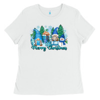 White merry christmas snowman gnomes Ladies Tee - Zillion Design Studio